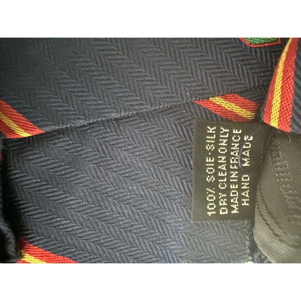 FACONNABLE 100% Silk Tie Hand Made ITALY Designer Blue Striped Logo NWT - Picture 5 of 7